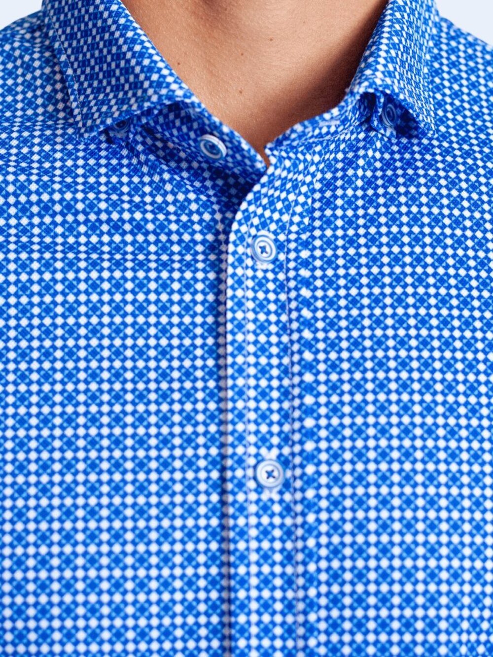 Buki Swiss Check Long Sleeve Tech Shirt - Blue - Blue / White